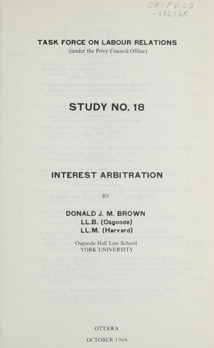 INTEREST ARBITRATION - TASK FORCE ON LABOUR RELATIONS