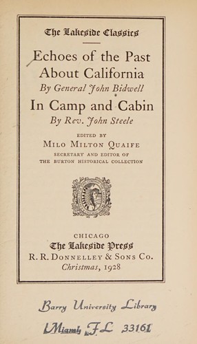Echoes of the Past about California and in Camp and Cabin