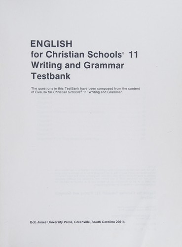 English for Christian Schools 11 Writing and Grammar Testbank
