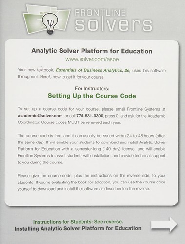 Essentials of Business Analytics