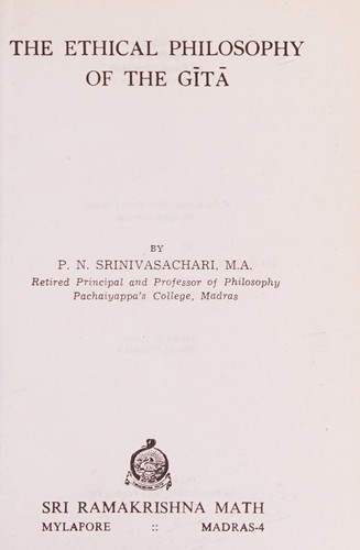Ethical Philosophy of the Gita