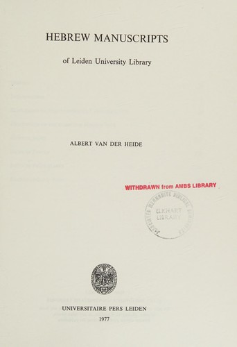 Hebrew manuscripts of Leiden University Library