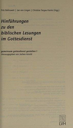 Hinfhrungen zu den biblischen Lesungen im Gottesdienst
