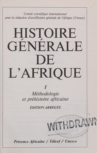 Histoire gÃ©nÃ©rale de l'Afrique, tome 1