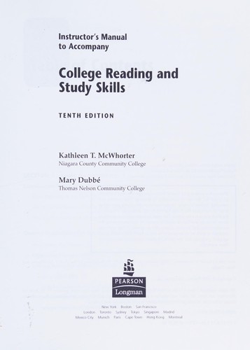 Instructor's Manual to College Reading & Study Skills, 10th Edition