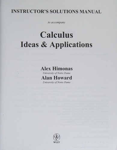 Instructor's Solutions Manual to Accompany Applied Calculus
