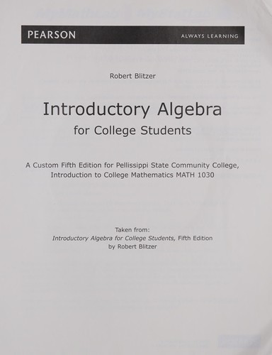 Introductory Algebra for College Students