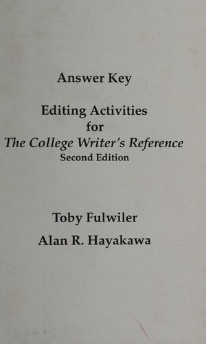 Answer Key for Editing Activities