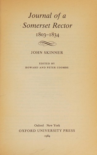 Journal of a Somerset rector, 1803-1834