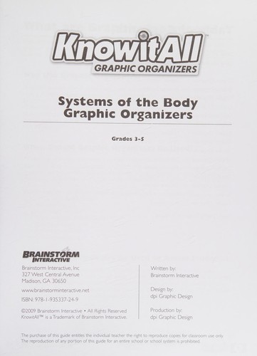Know It All Graphic Organizers Systems of the Body Grades 3-5