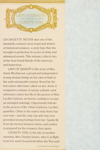 Lady Of Quality & Charity Girl - Two Novels In One