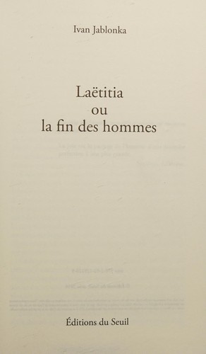 Laëtitia, ou, La fin des hommes
