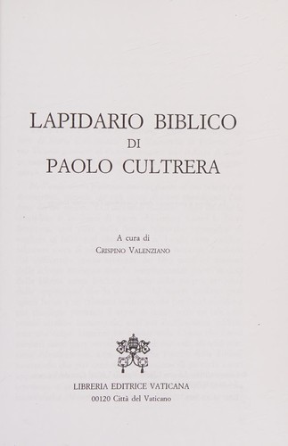 Lapidario biblico di Paolo Cultrera
