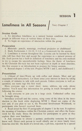 Leader's guide for group study of Loneliness