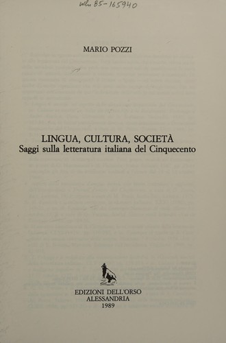 Lingua, cultura, società