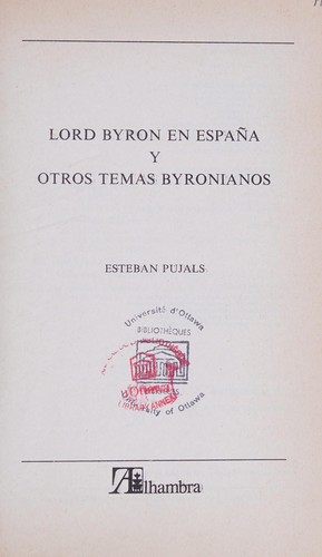 Lord Byron en España y otros temas byronianos
