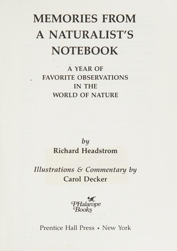 Memories from a naturalist's notebook