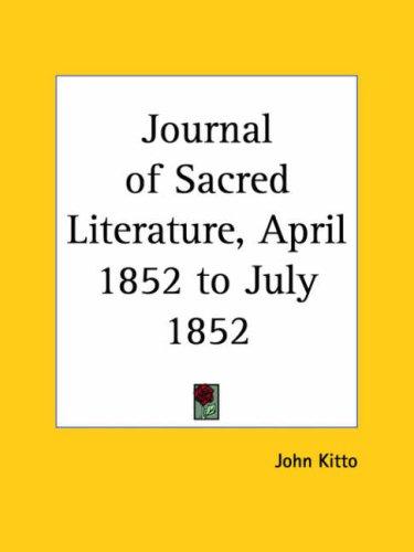 Journal of Sacred Literature, April 1852 to July 1852