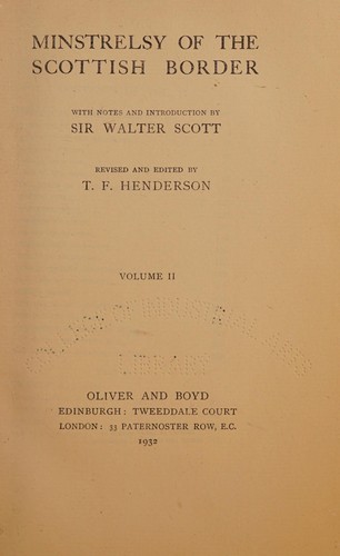 Ministrelsy of the Scottish Border Volume II