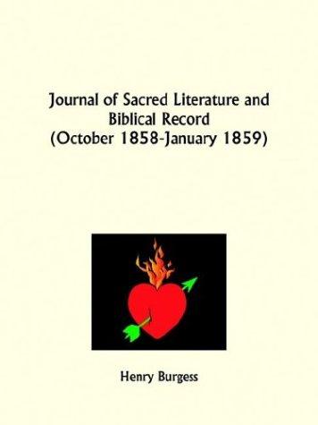 Journal of Sacred Literature and Biblical Record, October 1858 to January 1859