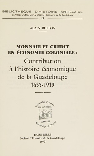 Monnaie et crédit en économie coloniale