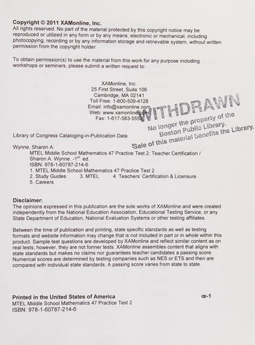 MTEL Middle School Mathematics 47 Practice Test 2