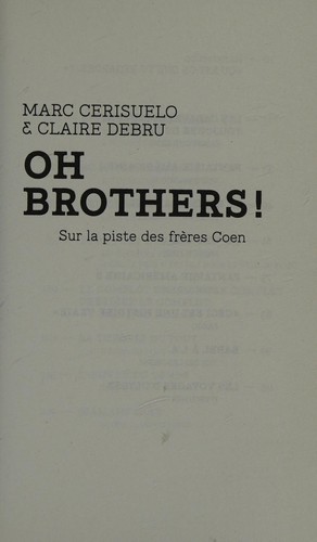 OH BROTHERS ! SUR LA PISTE DES FRERES COEN (LA PREMIERE COLLECTION)