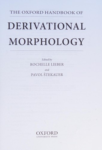 Oxford Handbook of Derivational Morphology
