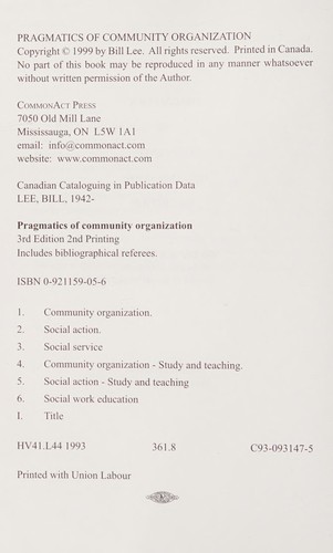 Pragmatics of Community Organization