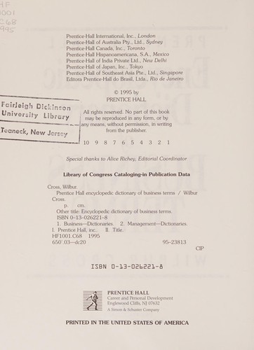 Prentice Hall encyclopedic dictionary of business terms