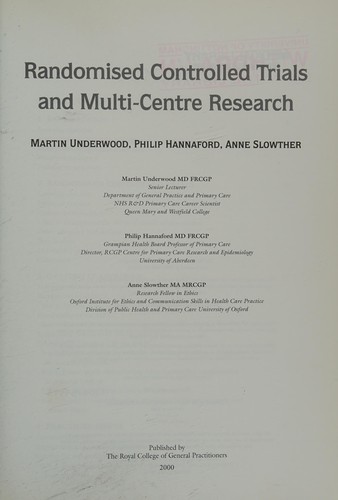 Randomised Controlled Trials and Multi-centre Research (Master Classes in Primary Care Research)