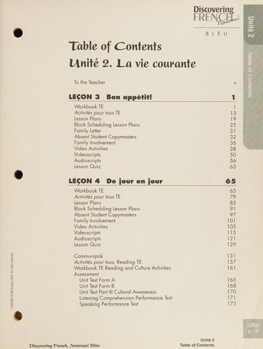 Discovering French Nouveau (Unit 2 Resource Book, Bleu 1)