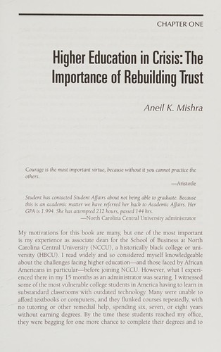 Restoring Trust in Higher Education