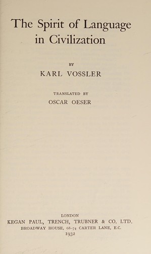 The spirit of language in civilization