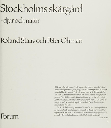 Stockholms skärgård--djur och natur