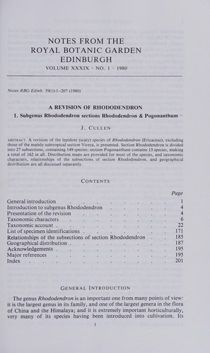 Subgenus Rhododendron Sections Rhododendron and Pogonanthum