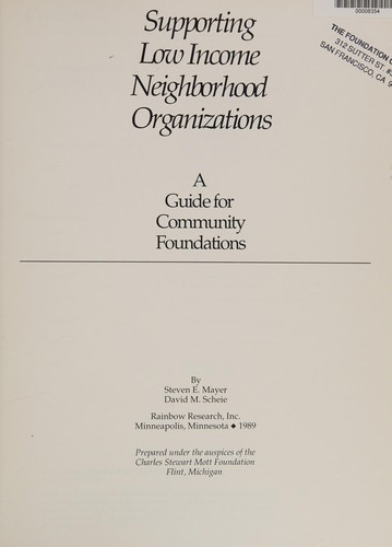 Supporting Low Income Neighborhood Organizations