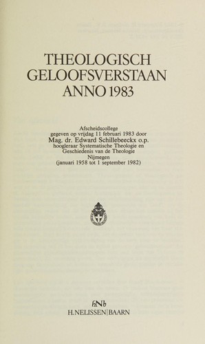 Theologisch geloofsverstaan anno 1983