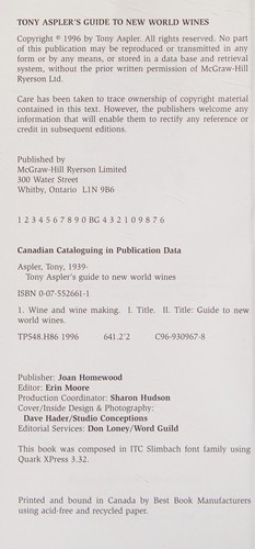 Tony Aspler's Guide to New World Wines