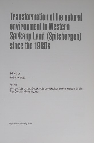 Transformation of the Natural Evironment in Western Sorkapp Land (Spitsbergen) since the 1980s