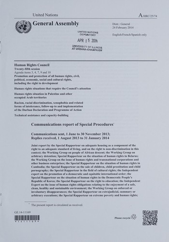 Communication report of Special Procedures