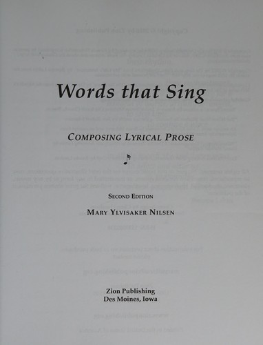 Words That Sing : Composing Lyrical Prose