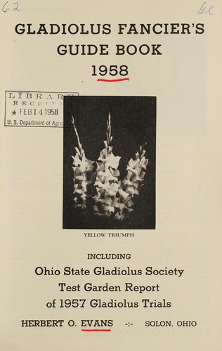 Gladiolus fancier's guide book 1958
