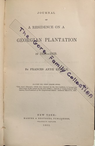 Journal of a residence on a Georgian plantation in 1838-1839