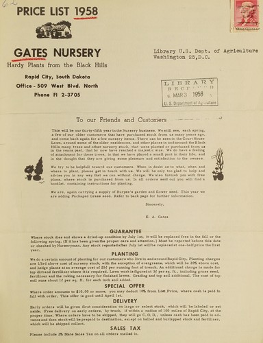 Price list 1958
