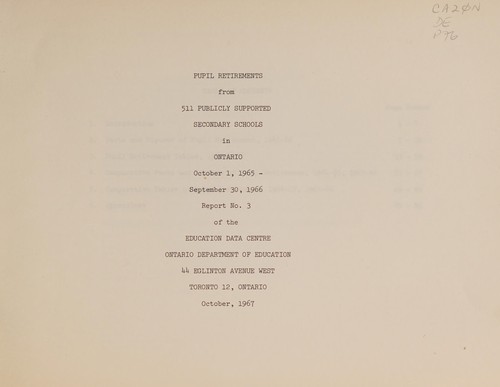Pupil retirement report, 1964/65-