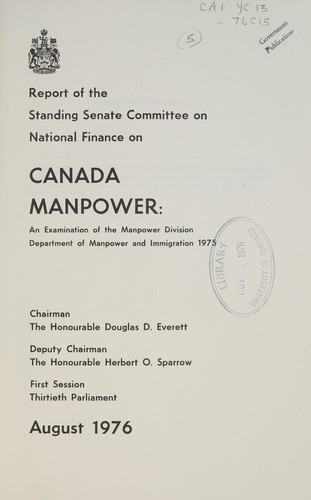 Report of the Standing Senate Committee on National Finance on Canada manpower