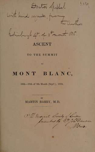 Ascent to the summit of Mont Blanc, 16th-18th of 9th month September, 1834