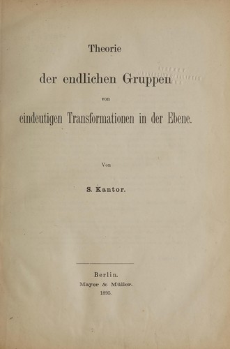 Theorie der endlichen Gruppen von eindeutigen Transformationen in der Ebene