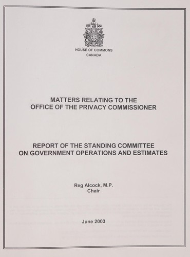 Matters relating to the Office of the Privacy Commissioner